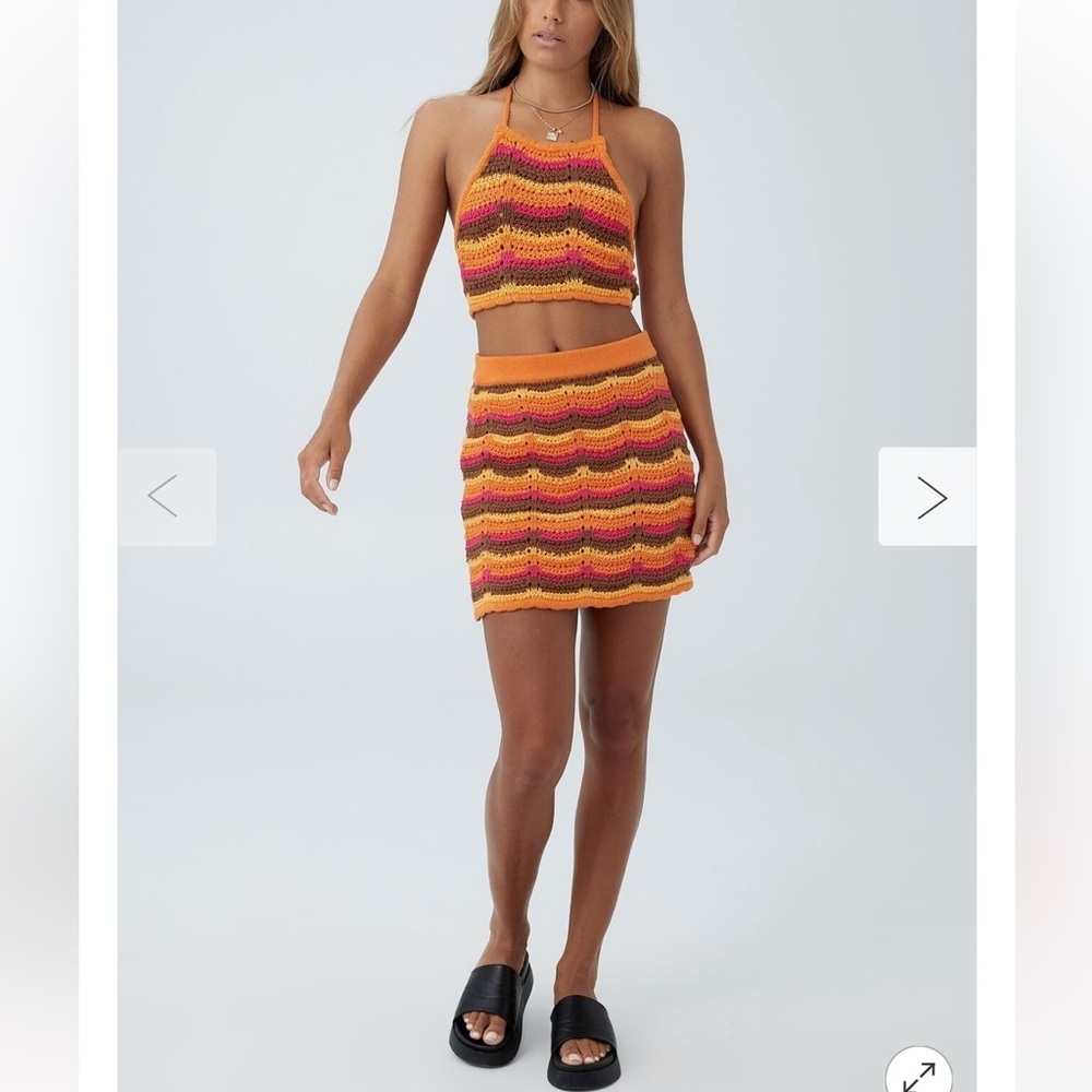 NWT Crochet Mini Skirt stripes Size M